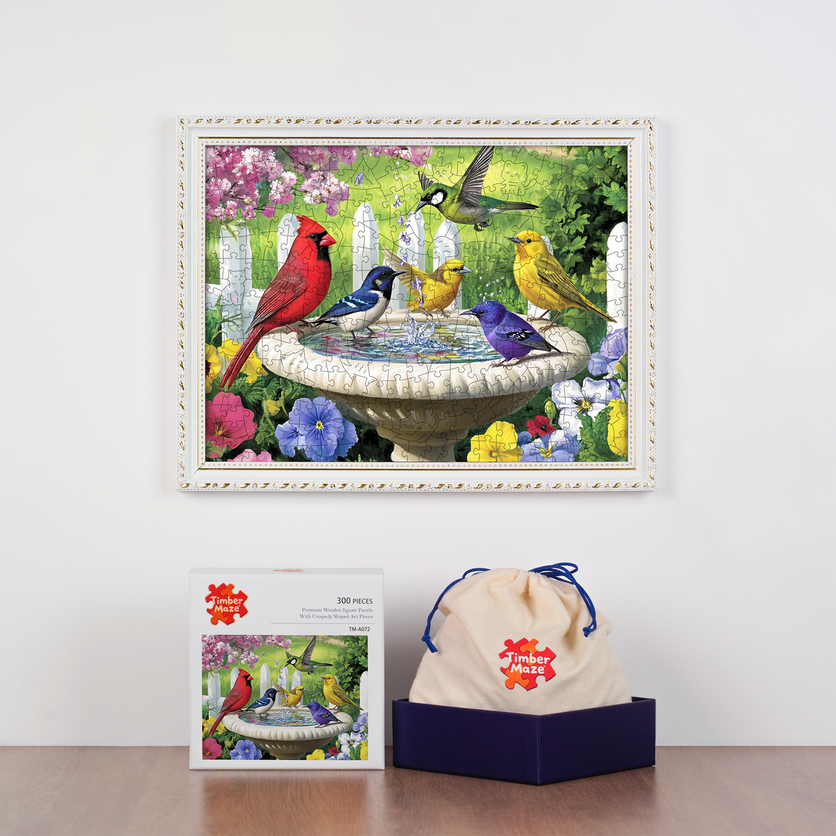 Birds at Fountain - Wooden Jigsaw Puzzle