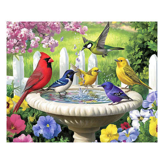 Birds at Fountain - Wooden Jigsaw Puzzle