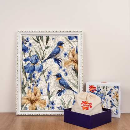 Bluebird and Iris - Wooden Jigsaw Puzzle