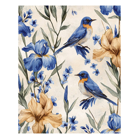 Bluebird and Iris - Wooden Jigsaw Puzzle