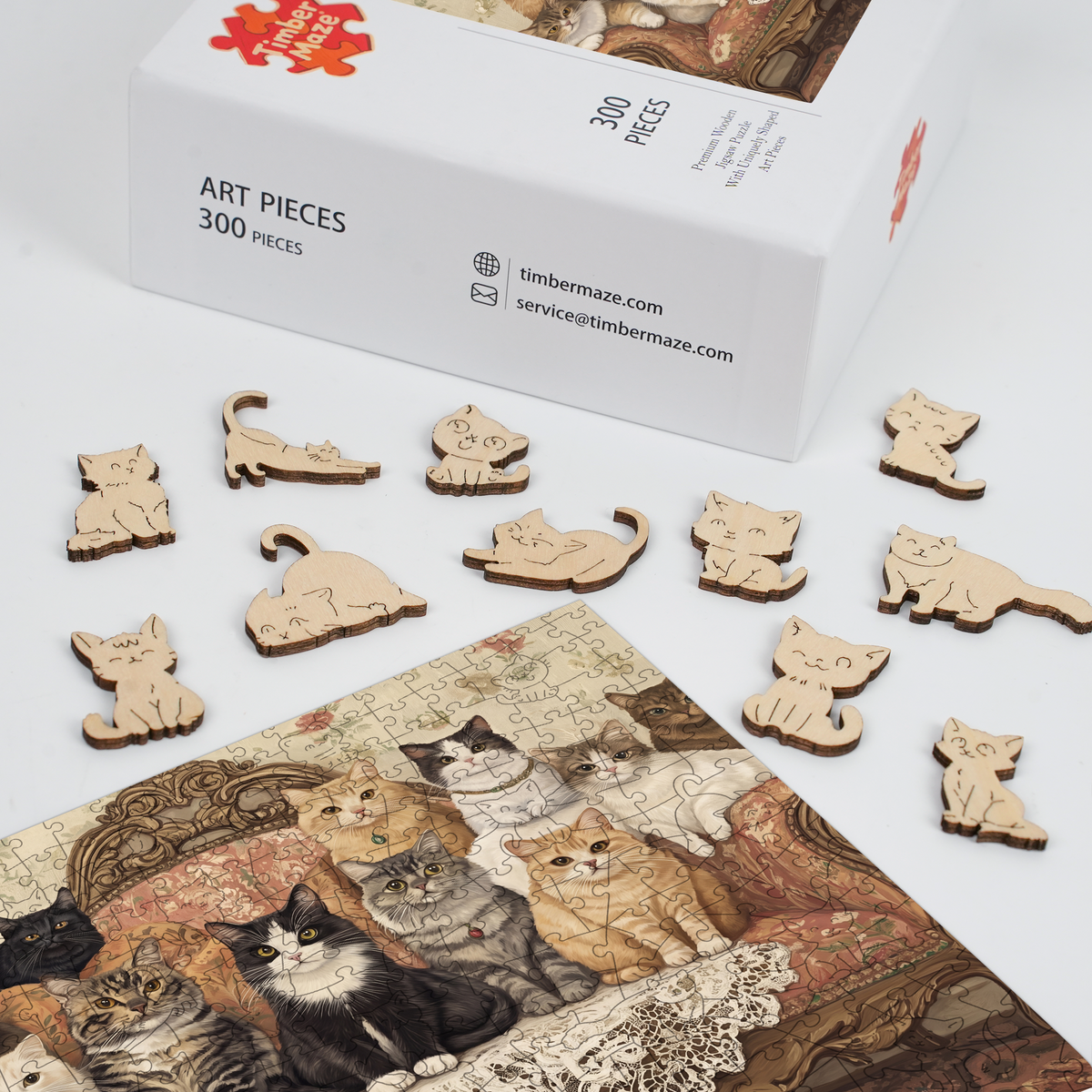 cats on sofa - Wooden Jigsaw Puzzle