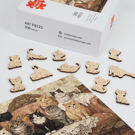 cats on sofa - Wooden Jigsaw Puzzle