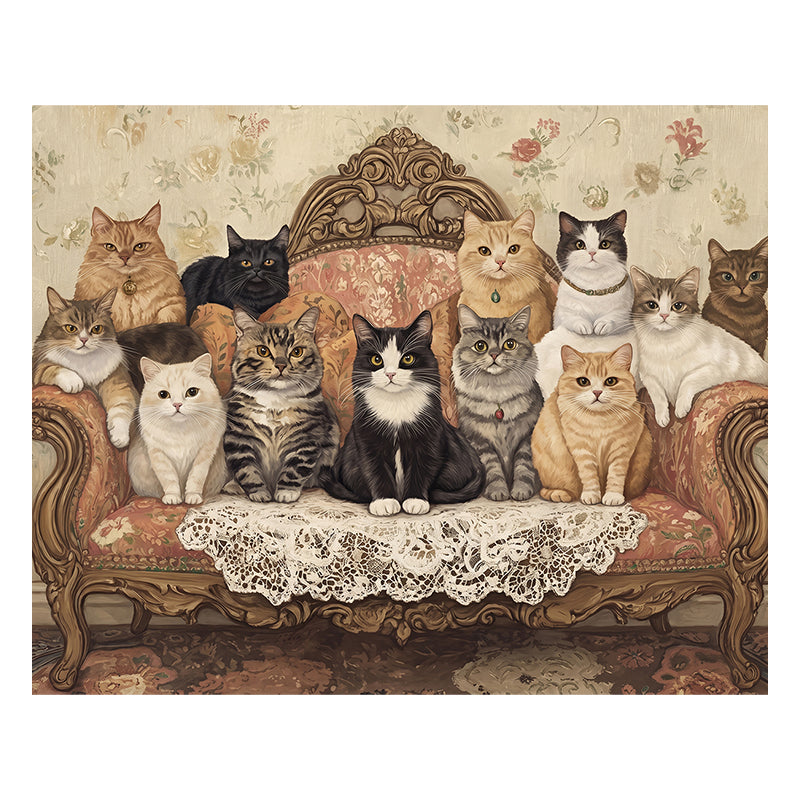 cats on sofa - Wooden Jigsaw Puzzle