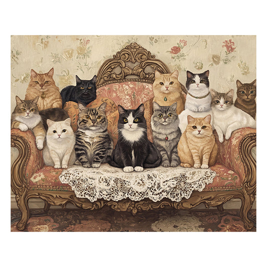 cats on sofa - Wooden Jigsaw Puzzle