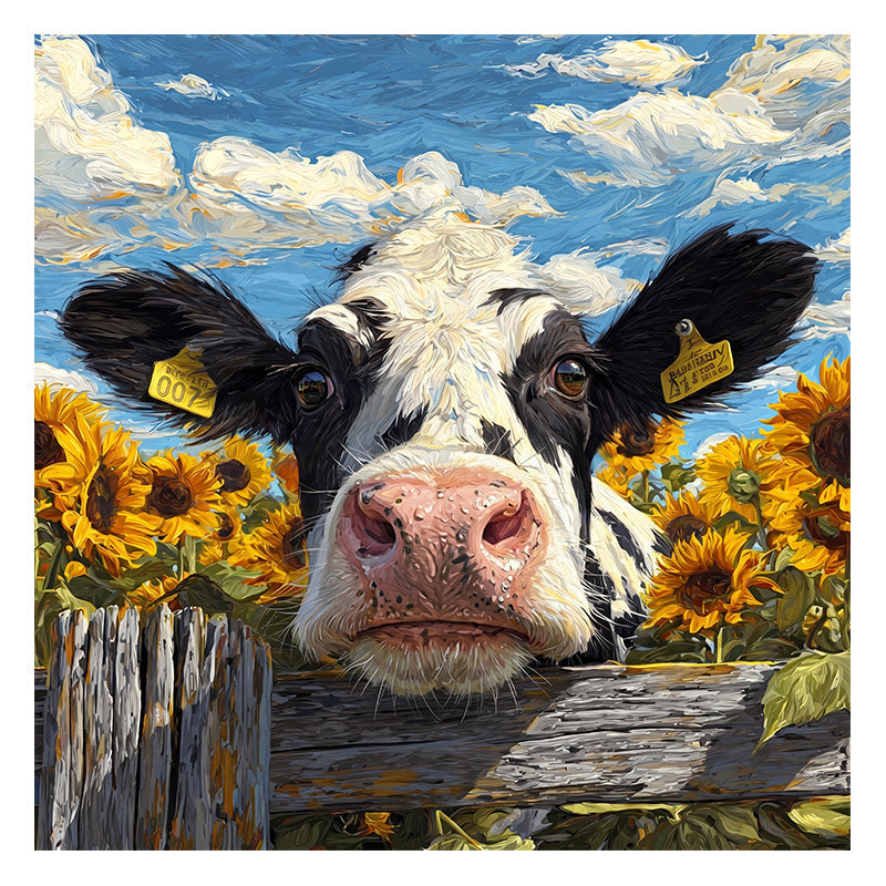 Cow in Sunflowers - Wooden Jigsaw Puzzle