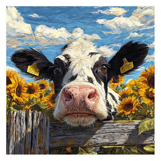Cow in Sunflowers - Wooden Jigsaw Puzzle