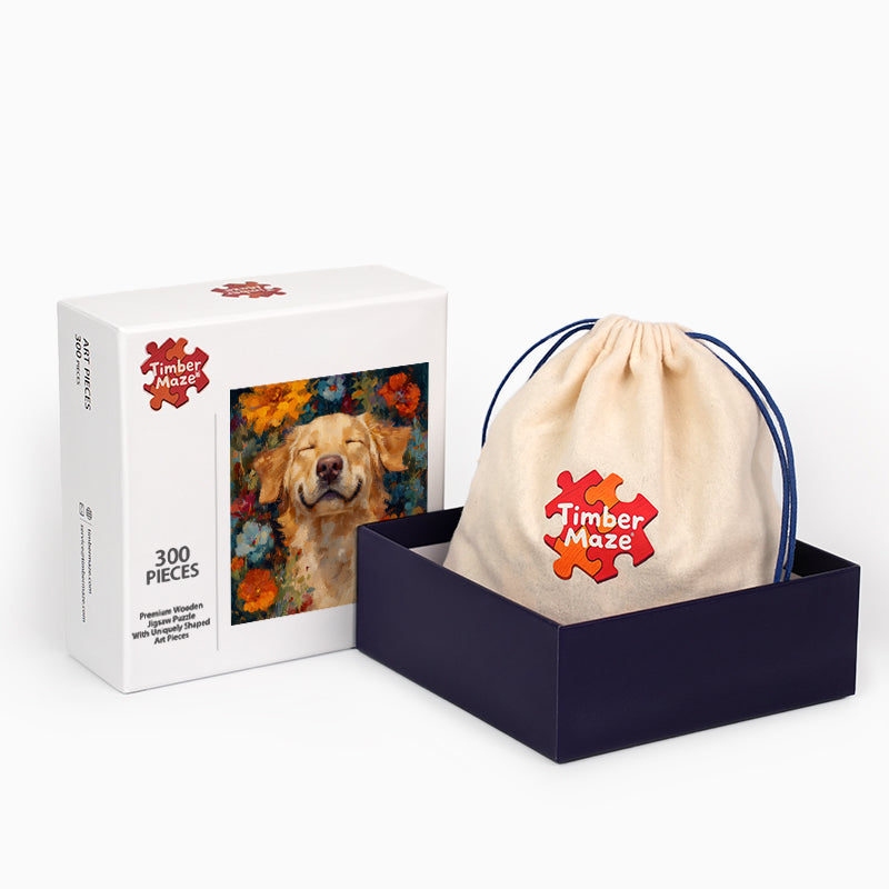 Dog in Flowers - Wooden Jigsaw Puzzle