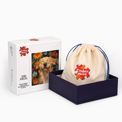 Dog in Flowers - Wooden Jigsaw Puzzle