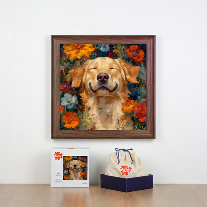 Dog in Flowers - Wooden Jigsaw Puzzle