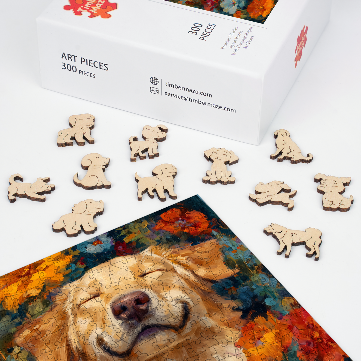 Dog in Flowers - Wooden Jigsaw Puzzle