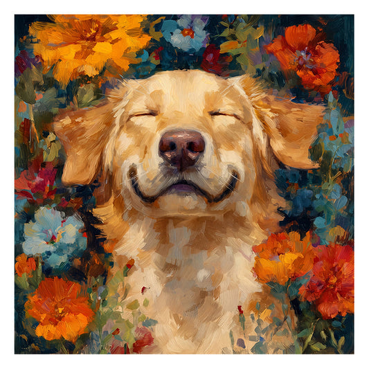 Dog in Flowers - Wooden Jigsaw Puzzle