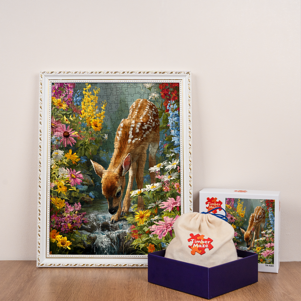 Fawn in Flowers - Wooden Jigsaw Puzzle