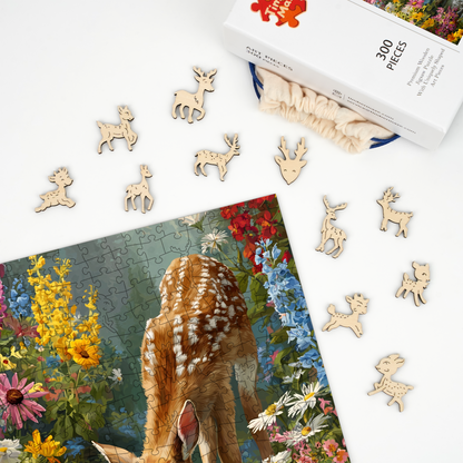 Fawn in Flowers - Wooden Jigsaw Puzzle