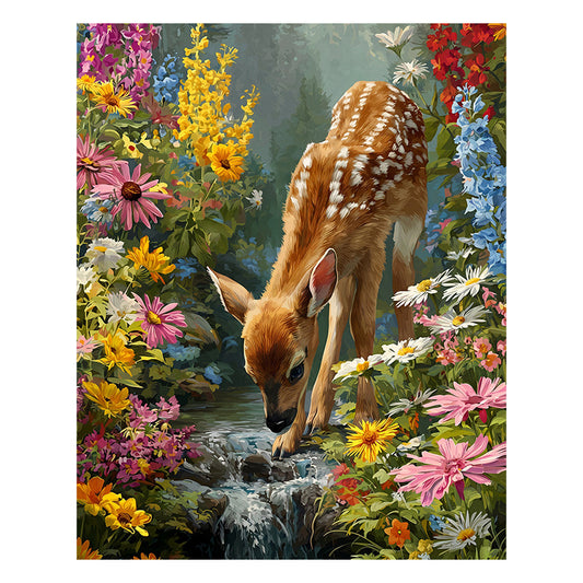 Fawn in Flowers - Wooden Jigsaw Puzzle