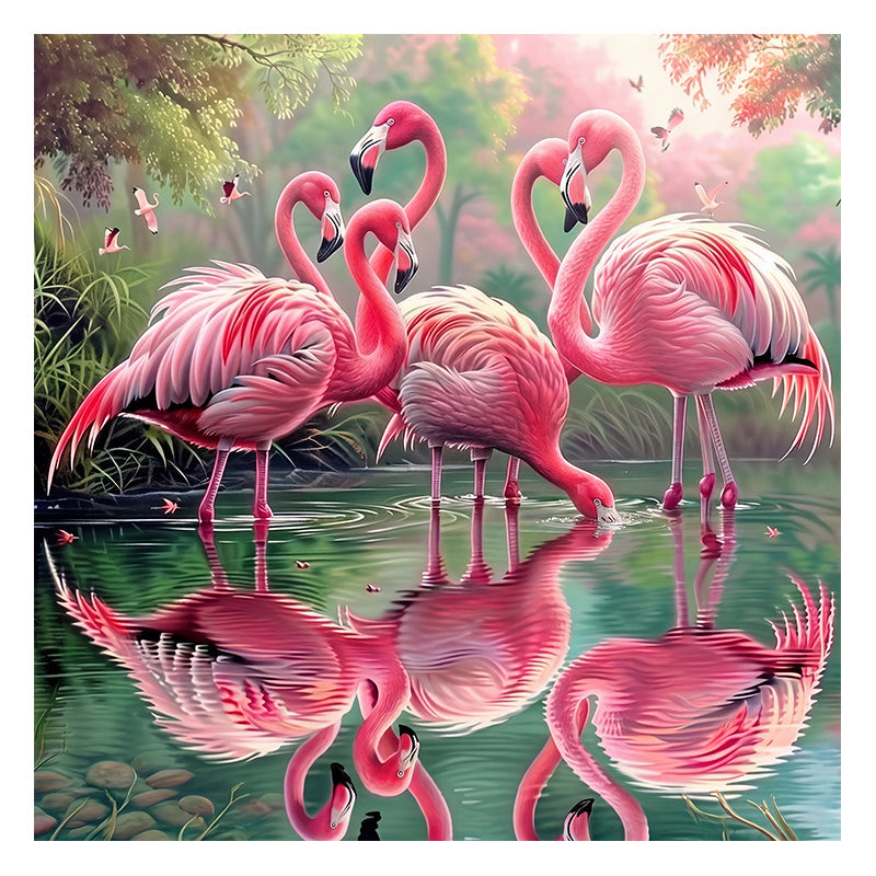 Flamingo Hearts - Wooden Jigsaw Puzzle