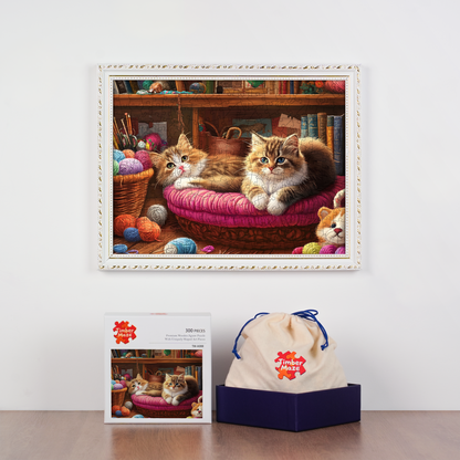 Knitting Cats - Wooden Jigsaw Puzzle