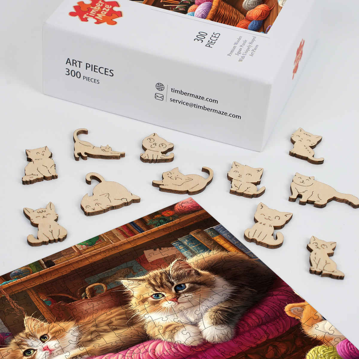 Knitting Cats - Wooden Jigsaw Puzzle