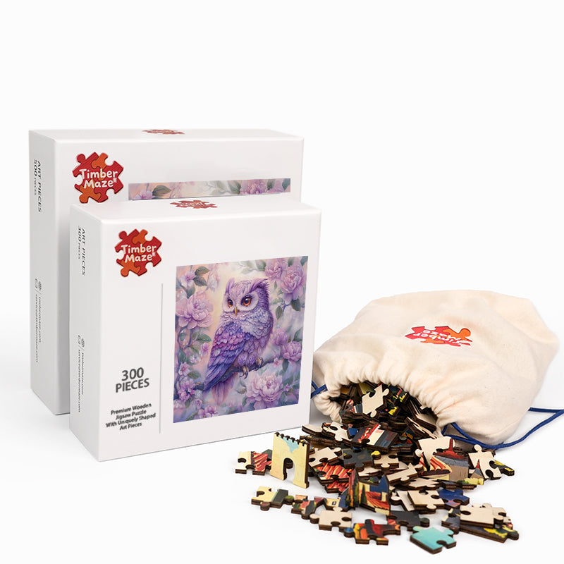 Lavender Owl - Wooden Jigsaw Puzzle