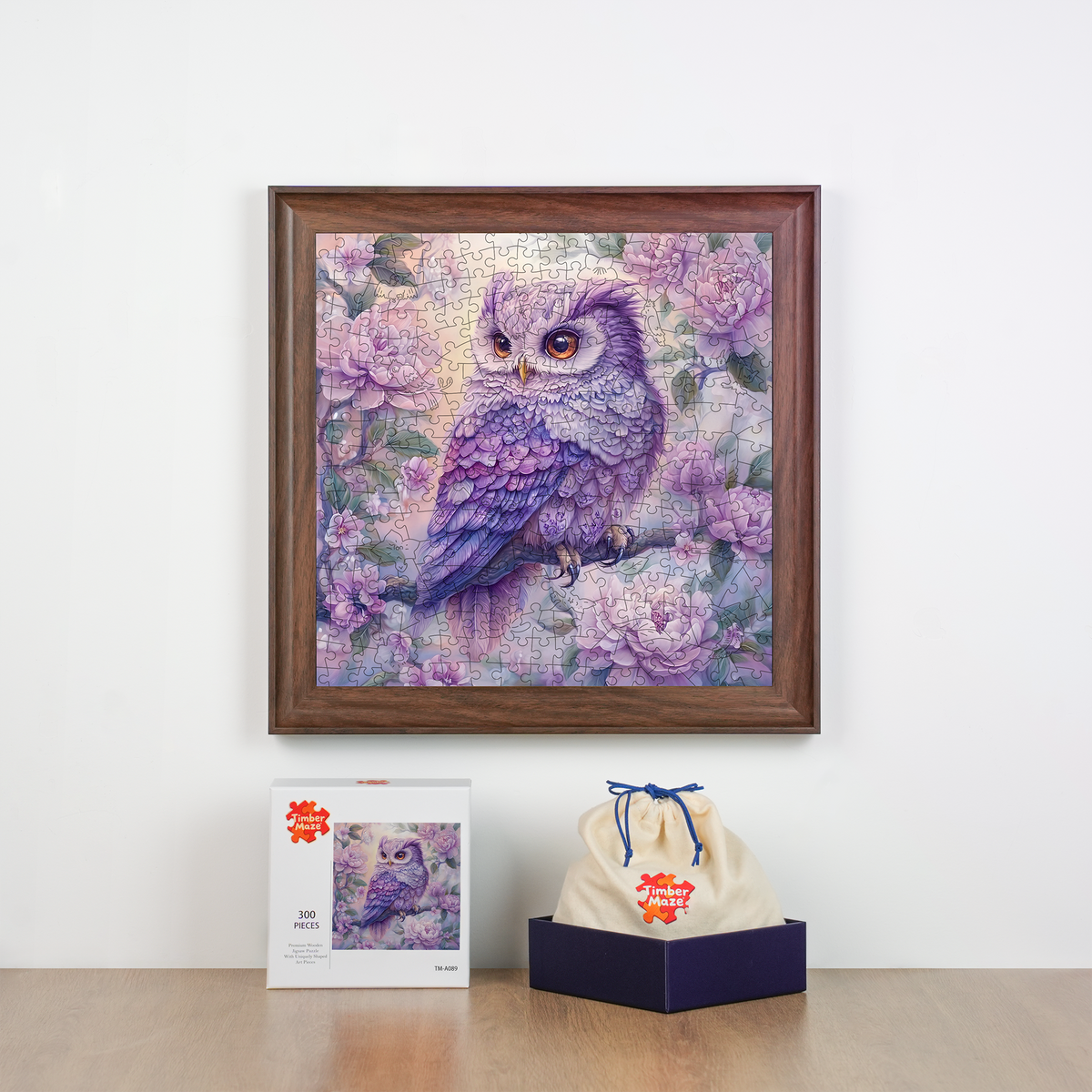 Lavender Owl - Wooden Jigsaw Puzzle