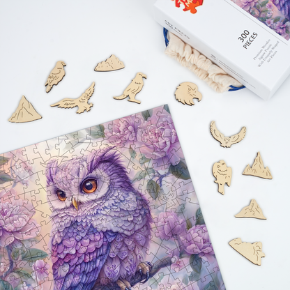 Lavender Owl - Wooden Jigsaw Puzzle