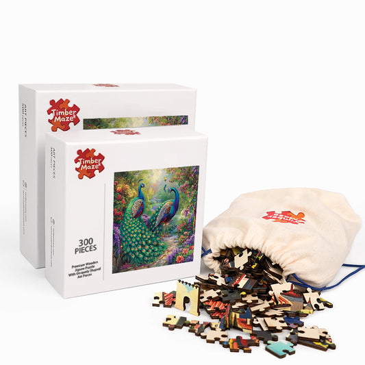 Peacock Garden - Wooden Jigsaw Puzzle