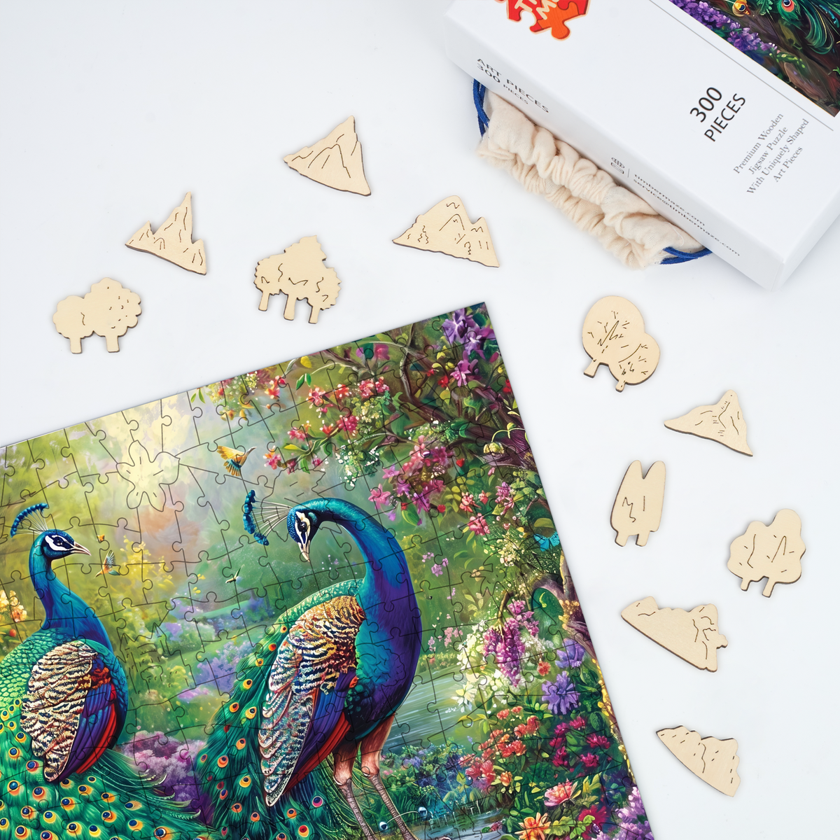Peacock Garden - Wooden Jigsaw Puzzle