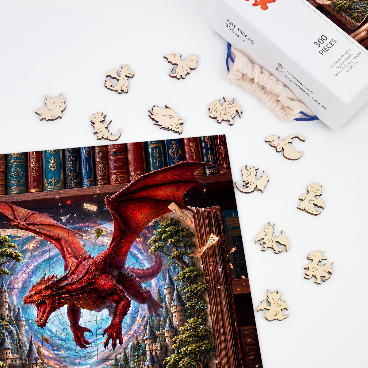 Fantasy Dragon Castle - Wooden Jigsaw Puzzle