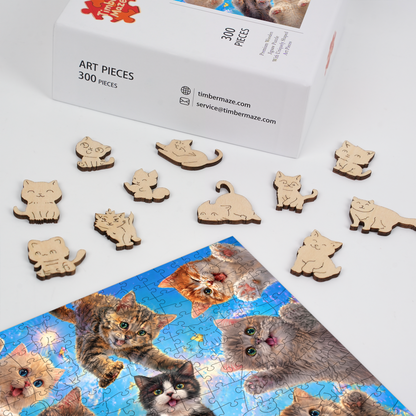 Cat from the Sky - Wooden Jigsaw Puzzle