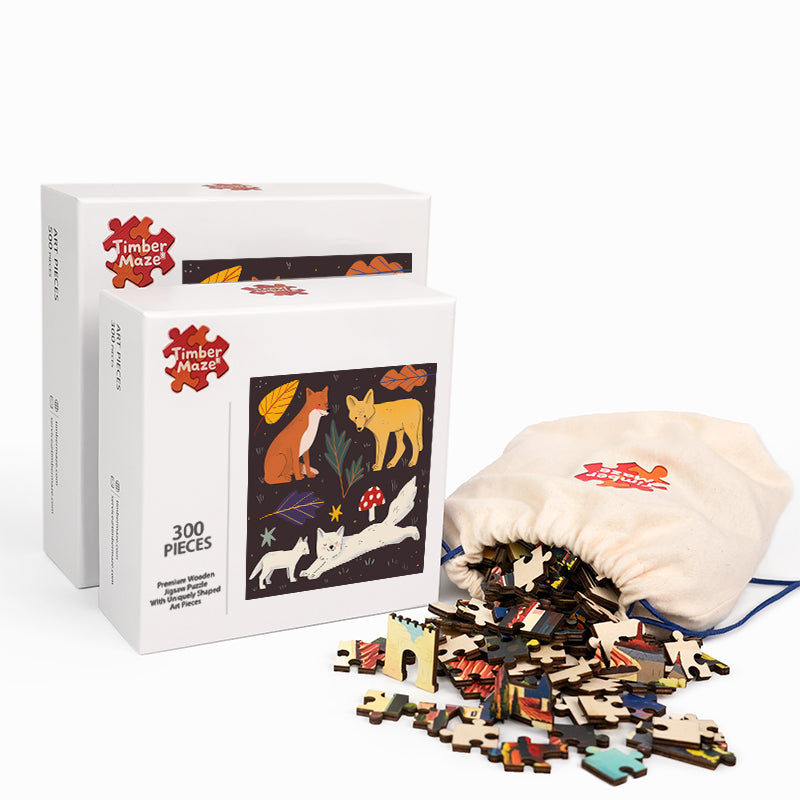 Fox Autumn Set - Wooden Jigsaw Puzzle