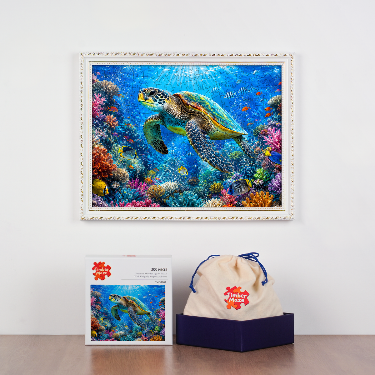 Coral Sea Turtle - Wooden Jigsaw Puzzle