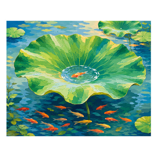 Fish on Lotus Leaf - Wooden Jigsaw Puzzle