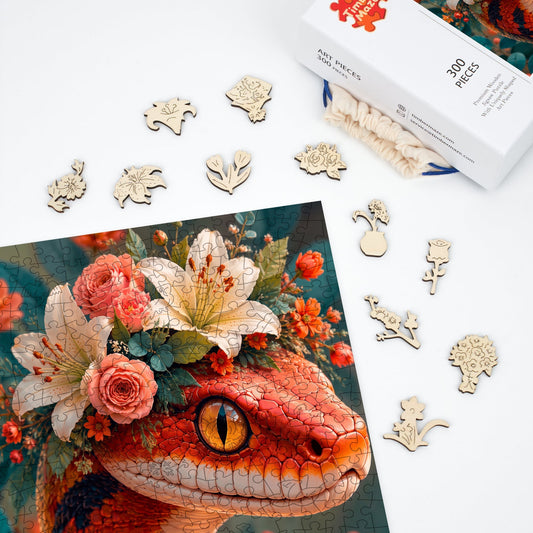 Floral Serpent - Wooden Jigsaw Puzzle