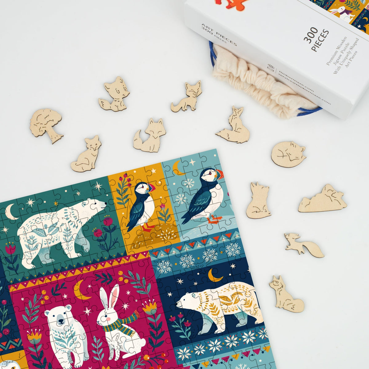 Folk Arctic Friends - Wooden Jigsaw Puzzle