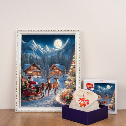Santa's Sleigh Ride - Wooden Jigsaw Puzzle