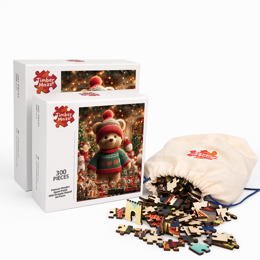 Teddy's Holiday Village - Wooden Jigsaw Puzzle