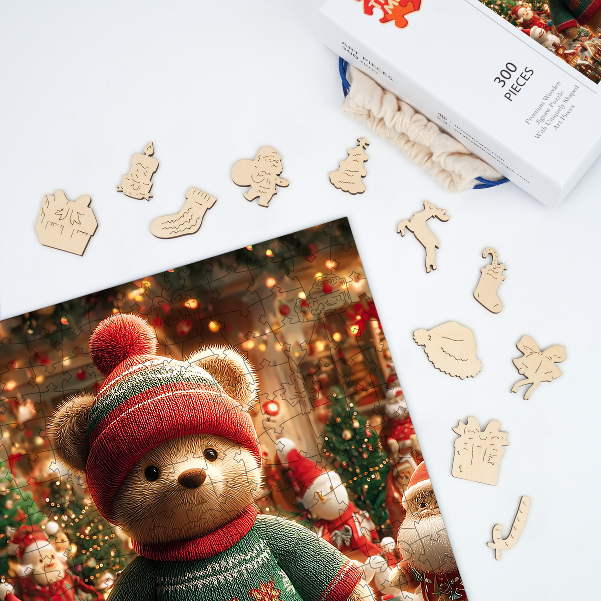Teddy's Holiday Village - Wooden Jigsaw Puzzle