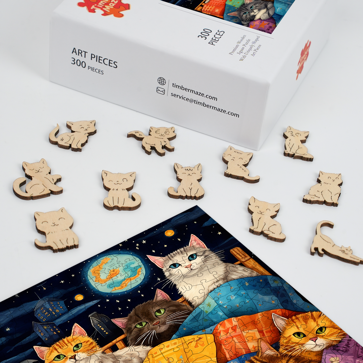 Cats in Space - Wooden Jigsaw Puzzle