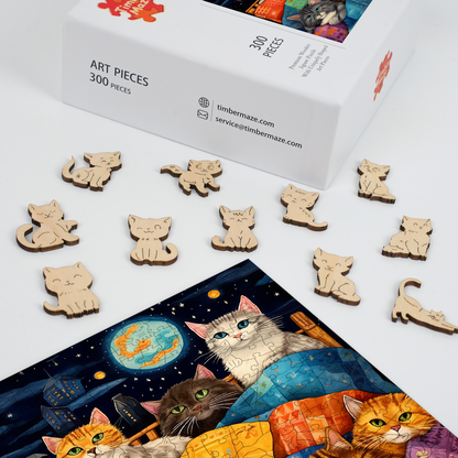 Cats in Space - Wooden Jigsaw Puzzle