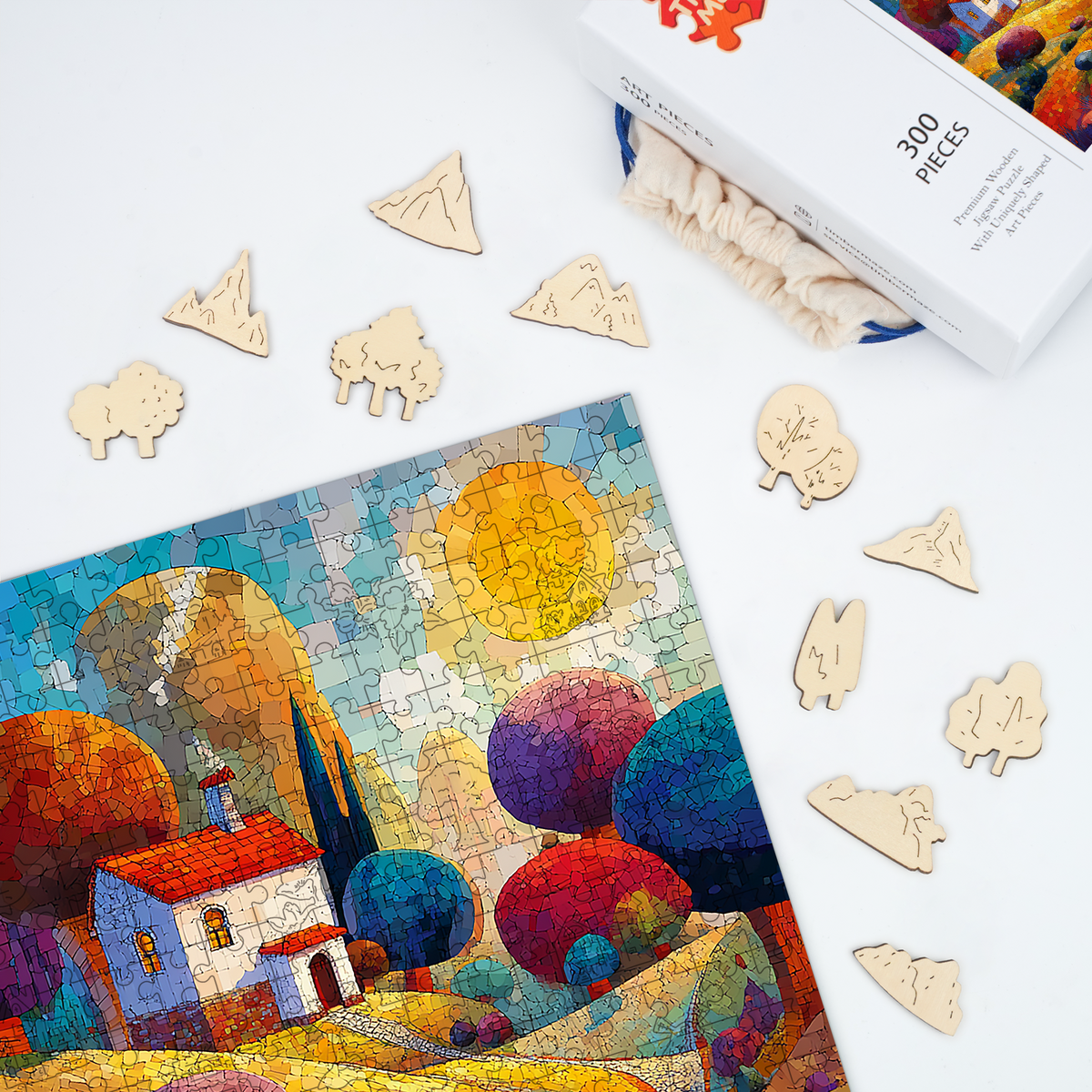 Cubist Country Home - Wooden Jigsaw Puzzle
