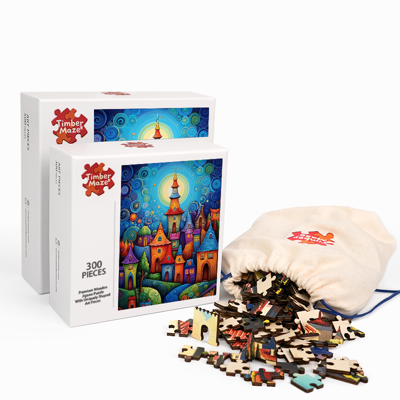 Fantasy Town - Wooden Jigsaw Puzzle