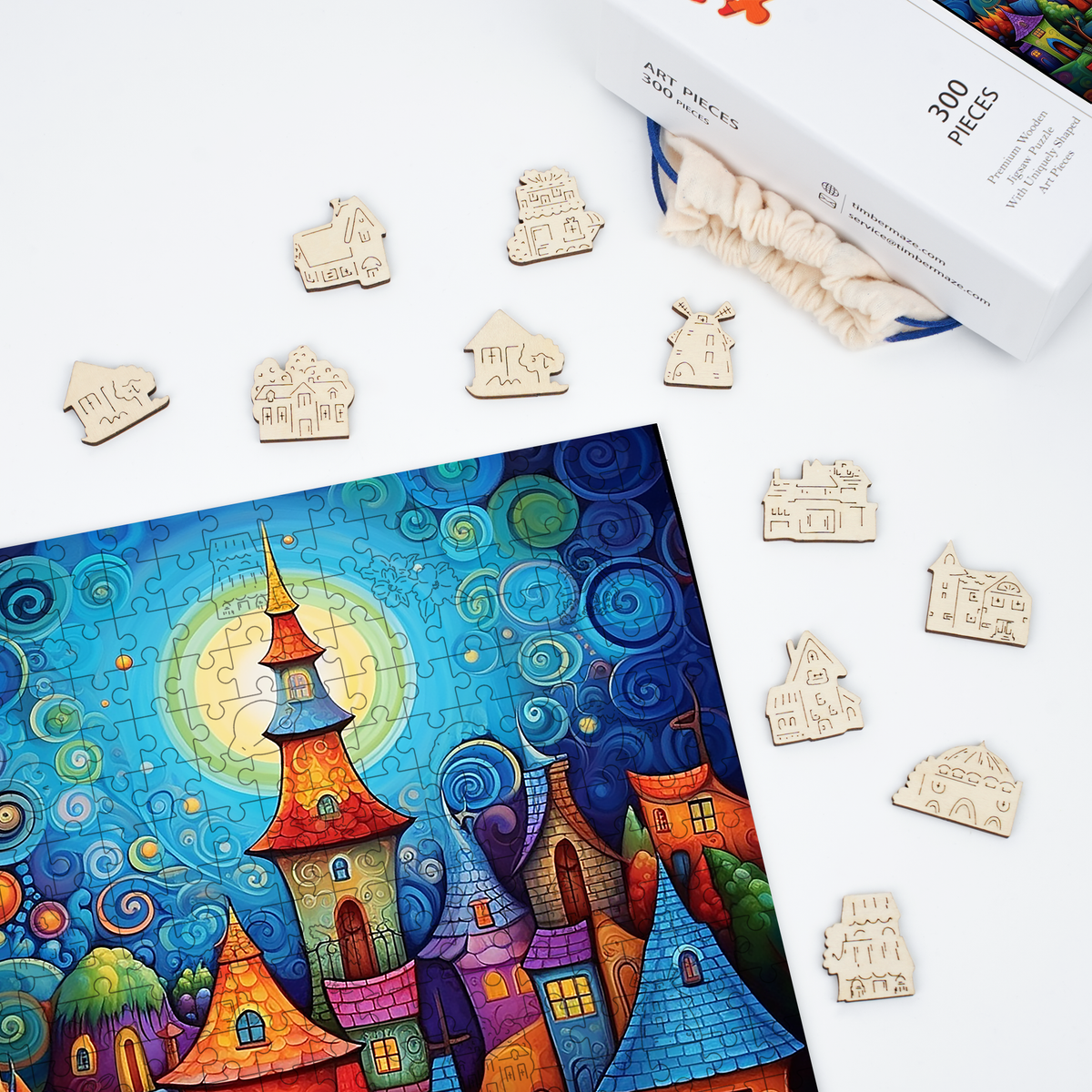 Fantasy Town - Wooden Jigsaw Puzzle