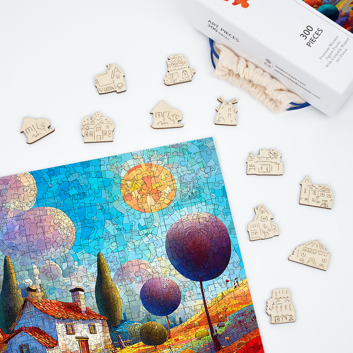 Geometric Garden Retreat - Wooden Jigsaw Puzzle