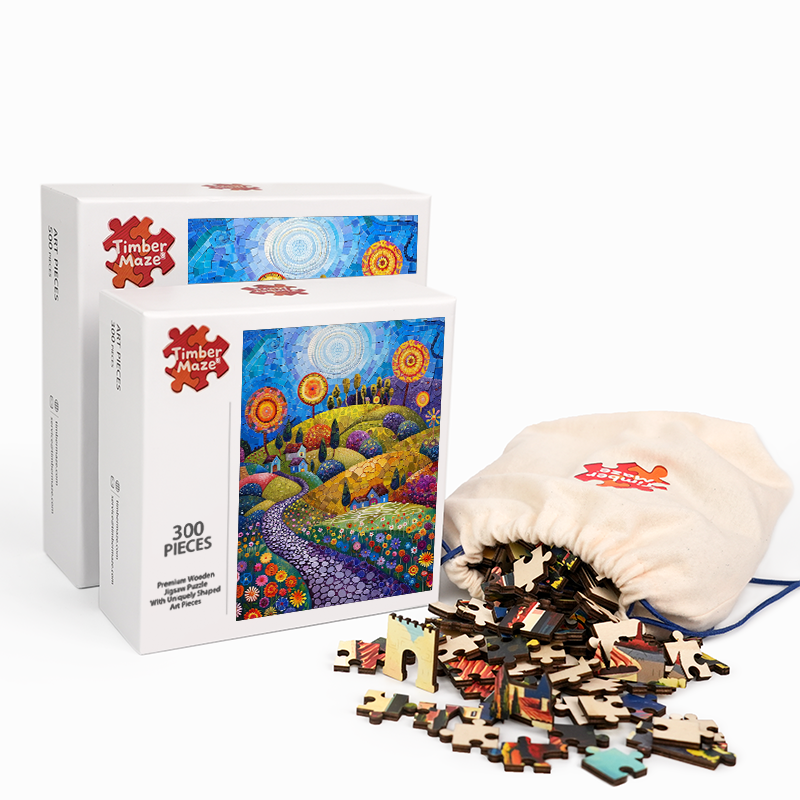 Mosaic Sunflower Valley - Wooden Jigsaw Puzzle