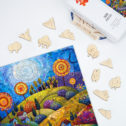 Mosaic Sunflower Valley - Wooden Jigsaw Puzzle