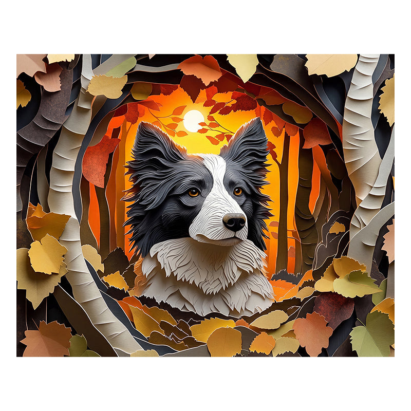 Autumn Whispers of the Border Collie - Wooden Jigsaw Puzzle