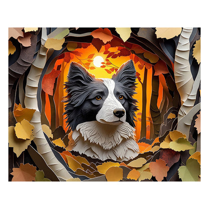 Autumn Whispers of the Border Collie - Wooden Jigsaw Puzzle