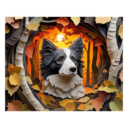 Autumn Whispers of the Border Collie - Wooden Jigsaw Puzzle