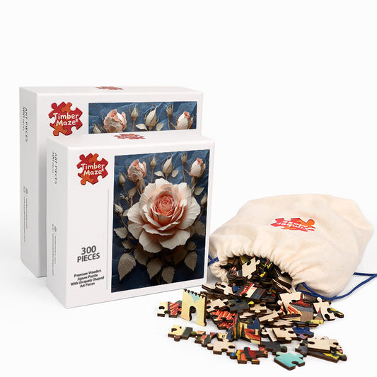 Paper Rose - Wooden Jigsaw Puzzle