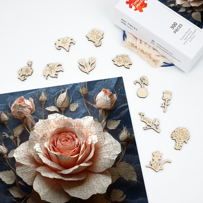 Paper Rose - Wooden Jigsaw Puzzle