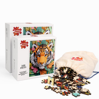 Tiger's Bloom - Wooden Jigsaw Puzzle